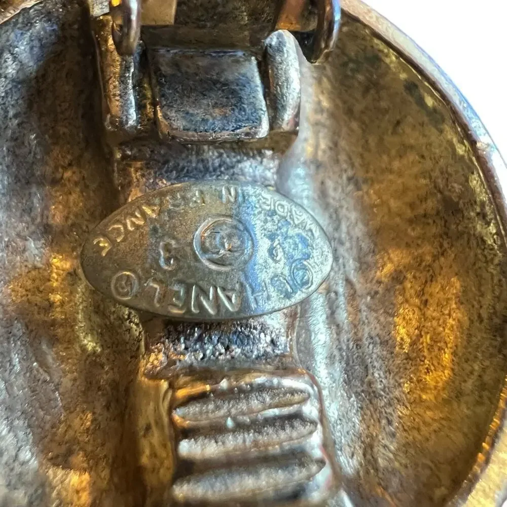 CHANEL Vintage 1988 CC Logos Button Motif Bijou Stone Earrings Clip-On 23 - Picture 6 of 7